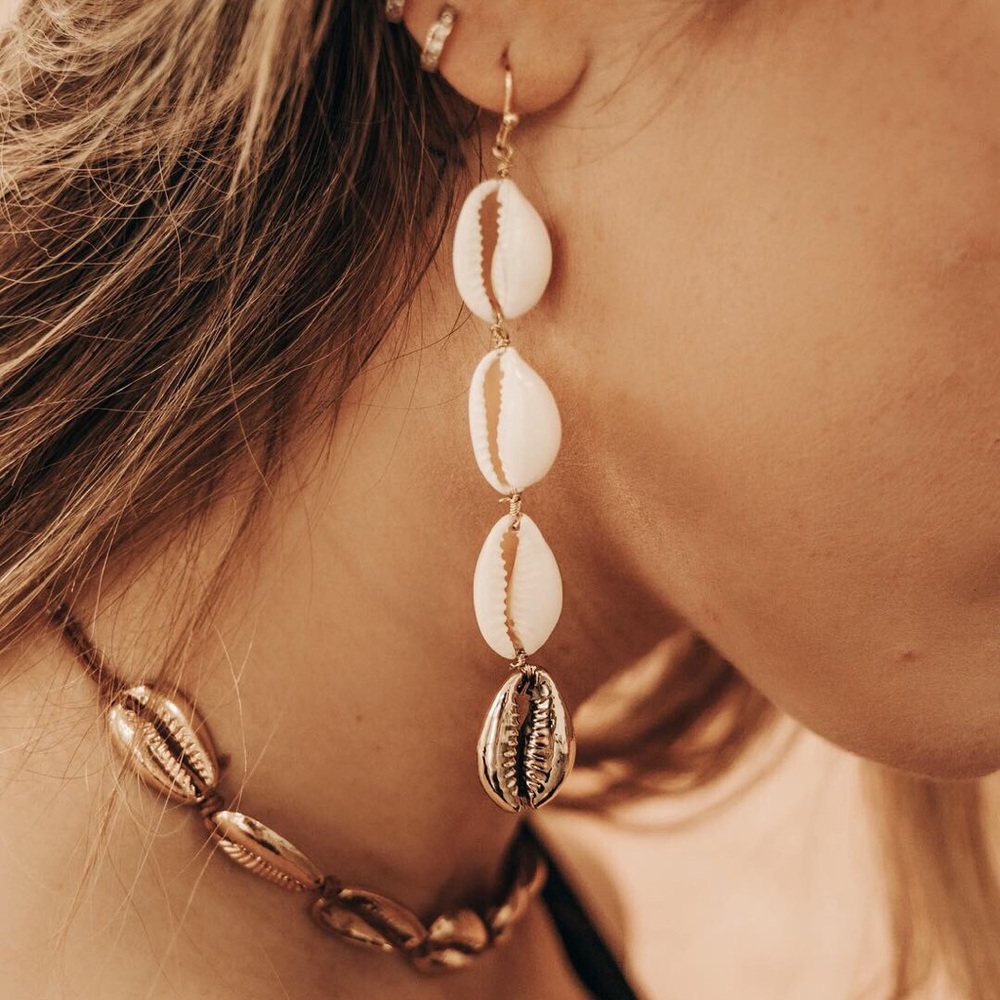 PUKA SHELL EARRINGS - Picture 2 of 2